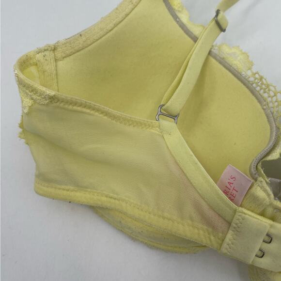VICTORIA’S SECRET Bra Size 32D Body By Victoria Lined Demi Lace Yellow Lingerie - Picture 6 of 16